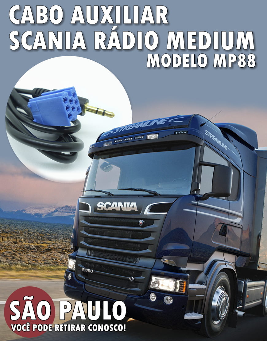 Cabo Auxiliar e Bluetooth para Radio Scania