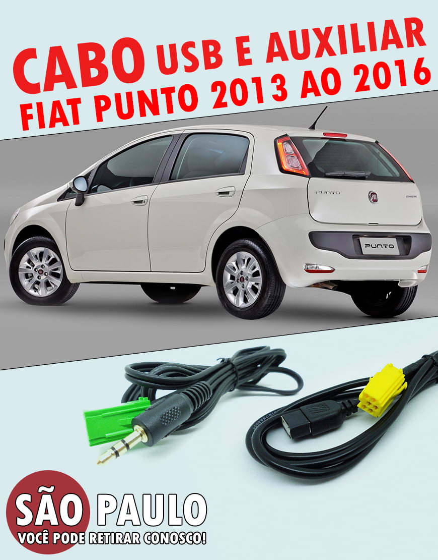 Cabo Fiat Punto USB e AUX 2013 ao 2016 com Chave De Remoção