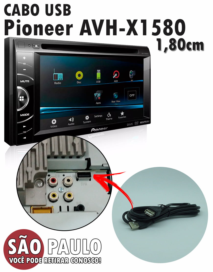 Cabo USB DVD Pioneer AVH-X1580