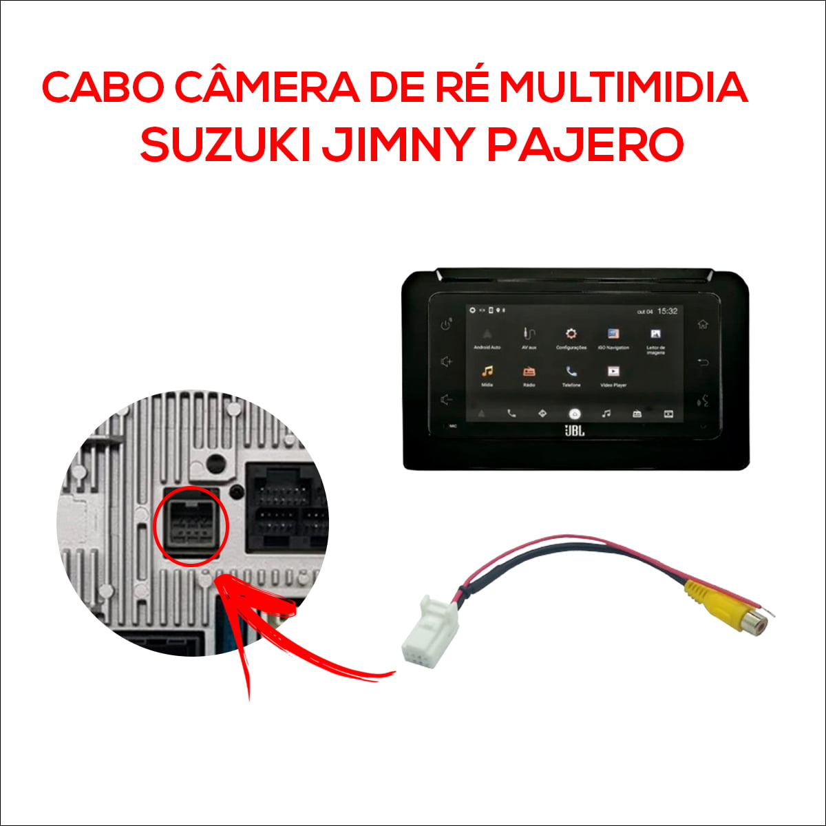 Cabo Câmera De Ré Multimídia Suzuki Jimny Mitsubishi Pajero