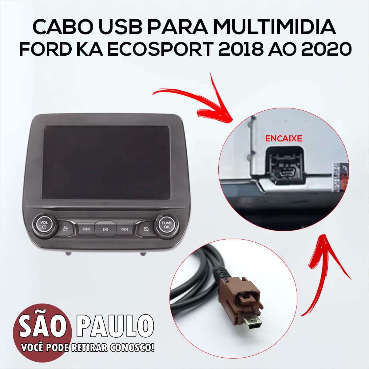 Cabo Usb Multimidia Ford Ka Ecosport 2018 Ao 2020