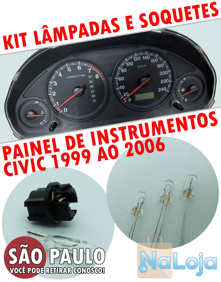 Kit Lâmpadas E Soquetes Painel Civic 1999 Ao 2006