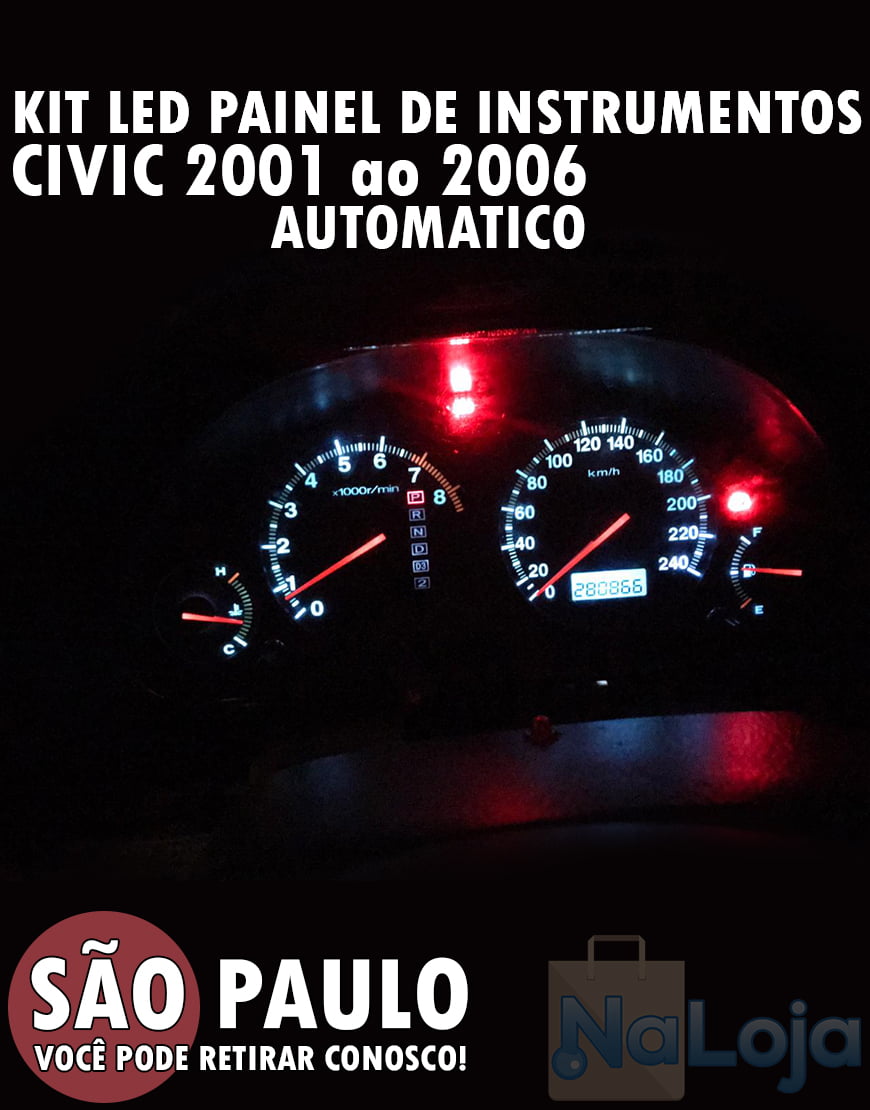 Kit Lâmpadas Led Painel De Instrumentos Civic 2001 Ao 2006