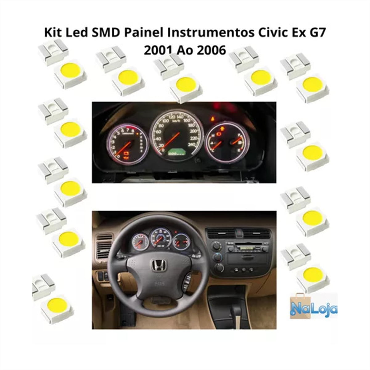 Kit Led Smd Painel Instrumentos Ar Civic Ex G7 2001 A 2006