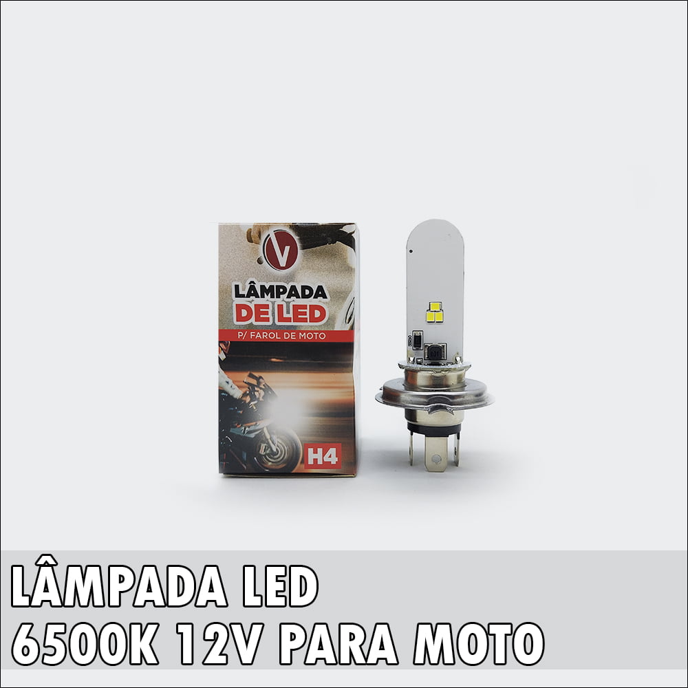 Lâmpada H4 LED 6500k 12v para Moto