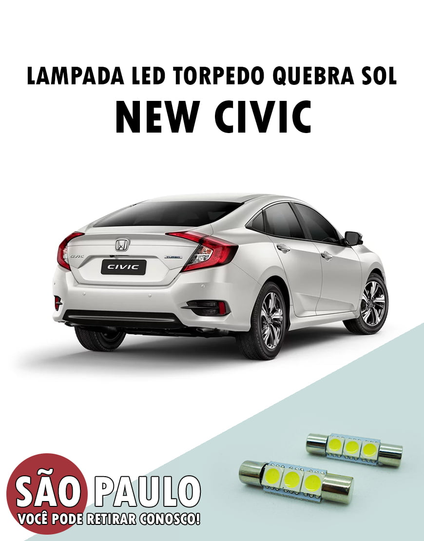 Lampada LED Torpedo Quebra Sol New Civic 