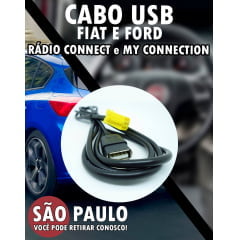 Cabo Usb Fiat Connect e Ford My Connection com Chave Remoção