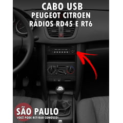 Cabo USB Peugeot Citroen Radios RD45 e RT6
