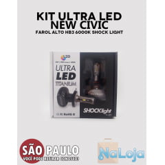 kit Ultra LED New Civic Farol Alto HB3 6000k Shock Light Titanium