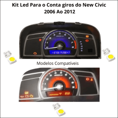 Kit Led SMD Para o Conta Giros do Painel New Civic 2006 Ao 2012