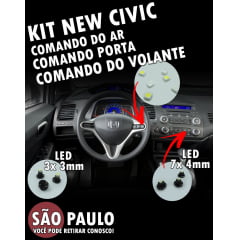 KIT LED NEW CIVIC COMANDO DO AR VOLANTE E PORTA 2006 AO 2012