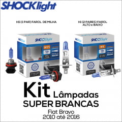 Kit Lâmpadas Super Brancas Fiat Bravo 2010 ao 2016
