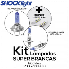 Kit Lâmpadas Super Brancas Fiat Idea 2005 ao 2016